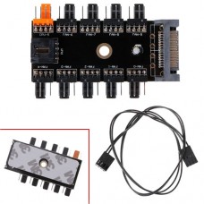Хаб для вентиляторов 10 вентиляторов Power SATA на 4 pin Хаб для вентиляторов 10 вентиляторов Power SATA на 4 pin