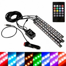 Подсветка салона в авто в прикуриватель с пультом 12 в LED RGB