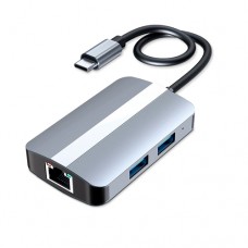 Хаб USB Type-C 2x USB 3.0 картридер SD TF сетевой адаптер RJ45 Хаб USB Type-C 2x USB 3.0 картридер SD TF сетевой адаптер RJ45