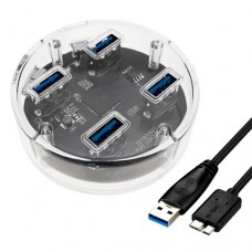 4-портовый USB 3.0 хаб концентратор, до 5 Гбит/с, прозрачный 4-портовый USB 3.0 хаб концентратор, до 5 Гбит/с, прозрачный