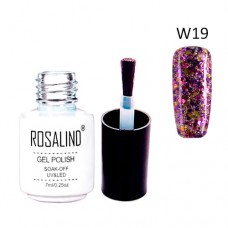Гель-лак для ногтей маникюра 7мл Rosalind, глиттер, W19 золотая фуксия Гель-лак для ногтей маникюра 7мл Rosalind, глиттер, W19 золотая фуксия